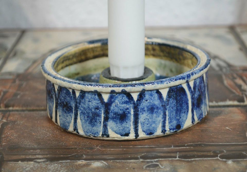 Jette Hellerøe 1970s design candle holder studio ceramics Denmark to teak
